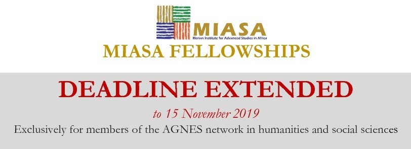 Candidature pour les bourses MIASA: date de soumission avancée (uniquement pour les membres du réseau AGNES dans les sciences humaines et sociales)